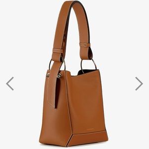 LANA MIDI BUCKET BAG tan with vanilla stitch NEW